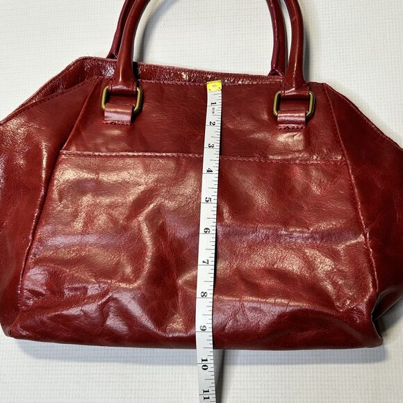 ELLIOT LUCCA Dome Satchel Bag | Faro Red Glazed Crackled Leather Crossbody - Picture 13 of 15